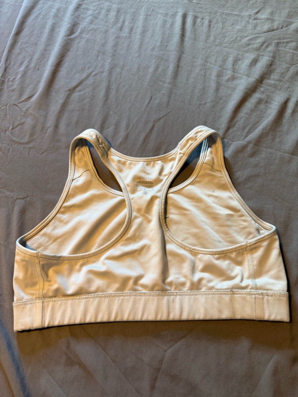 Nike White Racerback Sports Bra with Black Swoosh - Picture 3 of 4